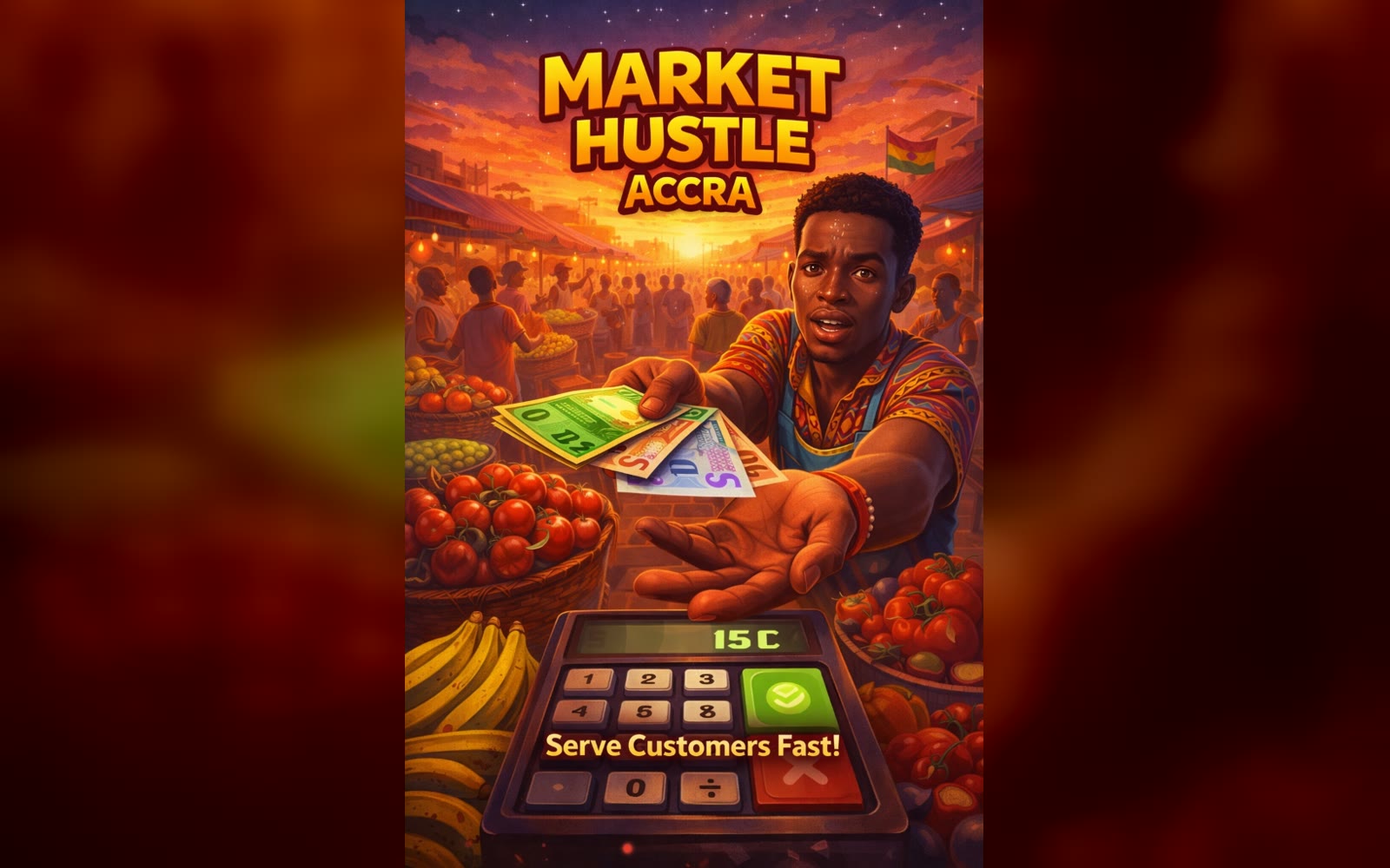 Market Hustle Accra cover: a market stall at Makola